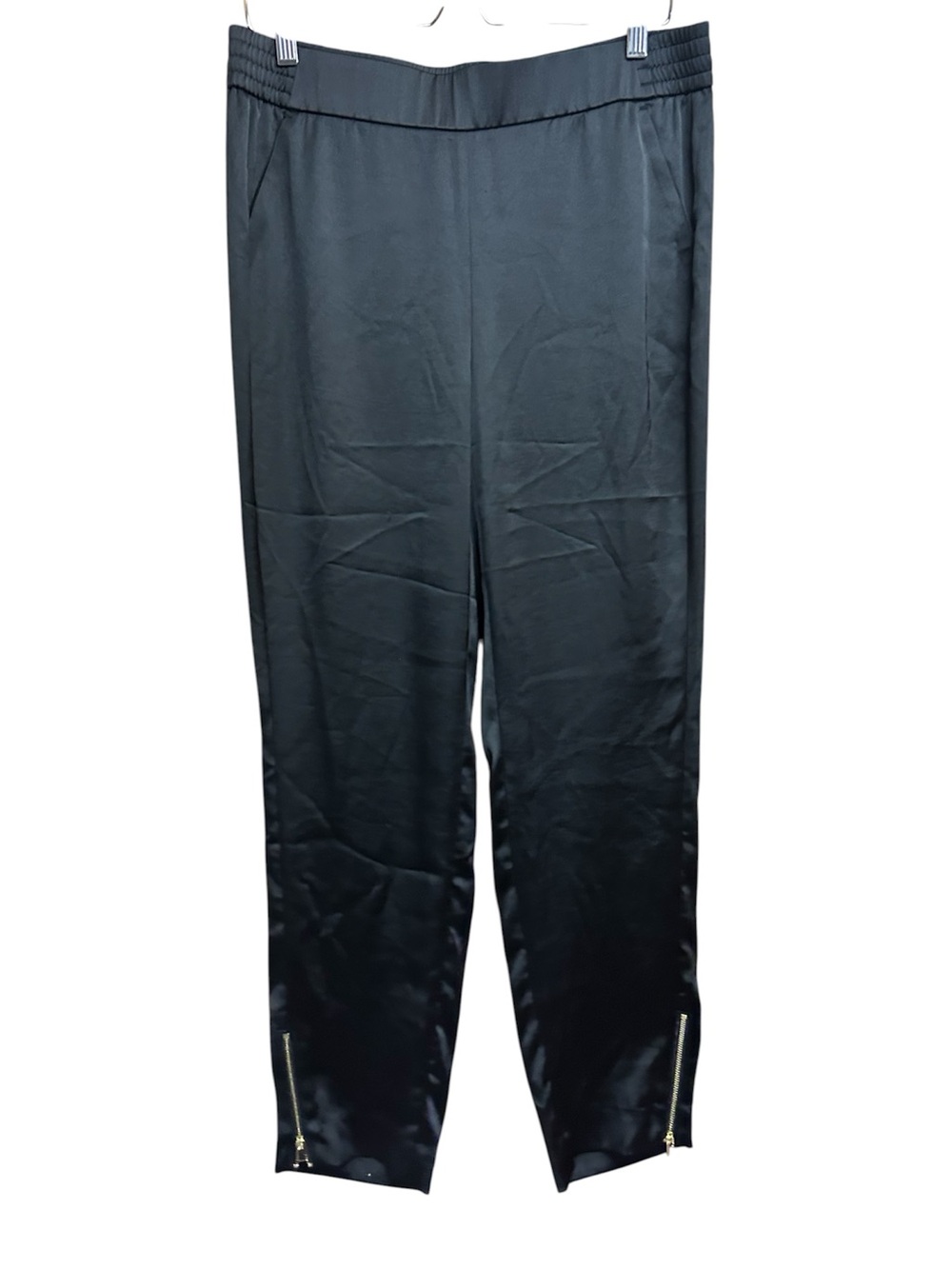 Chico’s Black Satin Pull On Elastic Band Joggers